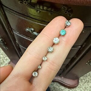 Vintage Silver and Turquoise Stud Earrings without backs